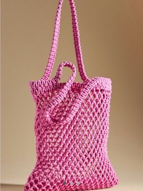 Faherty Pink Crochet Tote